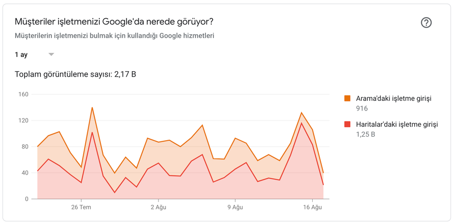 Google Benim İşletmem İstatistiği